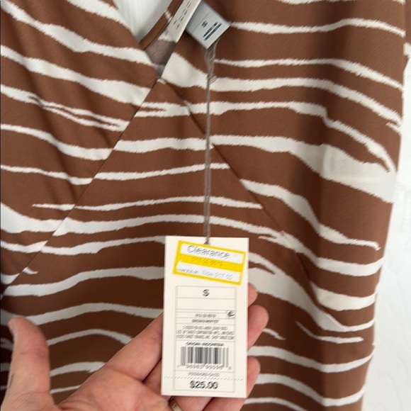 Brown Zebra Pattern Silk Midi Dress Size Small - Picture 3 of 5